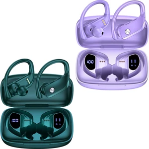 bmani 2 Sets Wireless Earbuds Bluetooth Headphones 48hrs Play Back Sport Earphones with LED Display Over-Ear Buds with Earhooks Built-in Mic Headset for Workout Green+Purple bmani 2 Sets Wireless Earbuds Bluetooth Headphones 48hrs Play Back Sport Earphones with LED Display Over-Ear Buds with Earhooks Built-in Mic Headset for Workout Green+Purple