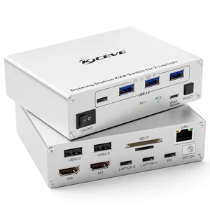 15-in-1 KVM USB C Docking Station, KVM Switch 2 Monitors 2 Laptops HDMI 4K@60Hz, 80W PD, USB 3.0, 5Gbps, MST, Gigabit Ethernet, SD/TF Card, Wired Remote(4K USB C HDMI 2 in 2 out KVM) 15-in-1 KVM USB C Docking Station, KVM Switch 2 Monitors 2 Laptops HDMI 4K@60Hz, 80W PD, USB 3.0, 5Gbps, MST, Gigabit Ethernet, SD/TF Card, Wired Remote(4K USB C HDMI 2 in 2 out KVM)