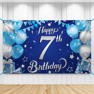 Blue and Silver 7th Happy Birthday Banner - 72x44 Inch Happy Birthday Backdrop for Blue Happy Birthday Decorations, Blue Party Decorations, Ocean Themed Party Decorations Blue and Silver 7th Happy Birthday Banner - 72x44 Inch Happy Birthday Backdrop for Blue Happy Birthday Decorations, Blue Party Decorations, Ocean Themed Party Decorations
