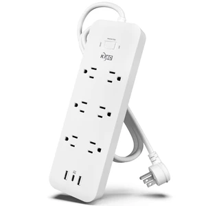 USB-C PD Surge Protector 6-Outlet Power Strip, 30W Power Delivery Port, 2 USB-A Ports, 980J Protection, 4-Foot Extension Cord, White USB-C PD Surge Protector 6-Outlet Power Strip, 30W Power Delivery Port, 2 USB-A Ports, 980J Protection, 4-Foot Extension Cord, White