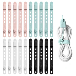 Silicone Cable Ties with Built-in Connector Holder, Reusable Cable Management Cord Organizer, Multi-Purpose High Elasticity Cable Straps for Earphone, Phone Charger (20, Four Colors) Silicone Cable Ties with Built-in Connector Holder, Reusable Cable Management Cord Organizer, Multi-Purpose High Elasticity Cable Straps for Earphone, Phone Charger (20, Four Colors)