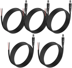 5Pack DC 5.5mm x 2.5mm Male Plug to Bare Wire Open End Power Wire Supply 5521 Pigtail Repair Replacement Cable for CCTV Camera, DVR, LED Strip Light - 1M/3.3FT (Male) 5Pack DC 5.5mm x 2.5mm Male Plug to Bare Wire Open End Power Wire Supply 5521 Pigtail Repair Replacement Cable for CCTV Camera, DVR, LED Strip Light - 1M/3.3FT (Male)