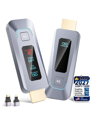 Wireless HDMI Transmitter and Receiver 4K Decode Input 328FT/100M Extender 1080P@60Hz Ultra HD Output 2.4G/5.8G for Audio and Video to Monitor from Computer/Projector/TV Box (Space Gray) Wireless HDMI Transmitter and Receiver 4K Decode Input 328FT/100M Extender 1080P@60Hz Ultra HD Output 2.4G/5.8G for Audio and Video to Monitor from Computer/Projector/TV Box (Space Gray)