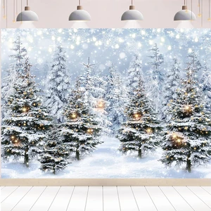Winter Forest Backdrop Banner 10x8FT Christmas Tree Snowy Snowflake Wonderland Scene Background Winter Holiday Party Decorations Supplies Photo Props Winter Forest Backdrop Banner 10x8FT Christmas Tree Snowy Snowflake Wonderland Scene Background Winter Holiday Party Decorations Supplies Photo Props