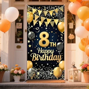 8th Birthday Door Cover 71x35 Inch Gold Glitter Birthday Banner for Party Decorations Balloons Stars Fireworks Backdrop Sign for Men Women Photo Booth Prop Wall Decor 8th Birthday Door Cover 71x35 Inch Gold Glitter Birthday Banner for Party Decorations Balloons Stars Fireworks Backdrop Sign for Men Women Photo Booth Prop Wall Decor