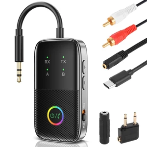 Bluetooth 5.2 Transmitter Receiver aptX Adaptive/Low Latency/HD Bluetooth Adapter Support 2 AirPods Phones, Wireless Audio Receiver 3.5mm Aux Headphone Jack Adapter for Airplane Travel/TV/Home Stereo Bluetooth 5.2 Transmitter Receiver aptX Adaptive/Low Latency/HD Bluetooth Adapter Support 2 AirPods Phones, Wireless Audio Receiver 3.5mm Aux Headphone Jack Adapter for Airplane Travel/TV/Home Stereo