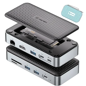 11-in-1 Docking Station with M.2 NVME SATA SSD Enclosure, USB-C Hub with 10 Gbps USB-C/A Data Ports, 4K HDMI, PD 100W, 2* USB 3.0 Data, 1000M Ethernet, MicroSD & TF, for Laptop and More 11-in-1 Docking Station with M.2 NVME SATA SSD Enclosure, USB-C Hub with 10 Gbps USB-C/A Data Ports, 4K HDMI, PD 100W, 2* USB 3.0 Data, 1000M Ethernet, MicroSD & TF, for Laptop and More