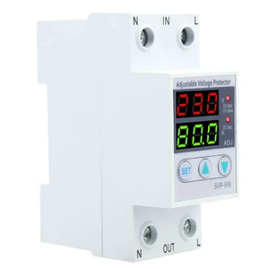 Adjustable Voltage Protector, 80A 100-130VAC LCD DIN Rail Over Under Voltage Monitor, Trip Settings, Plastic Housing, Fault Reset Delay, Industrial Equipment Adjustable Voltage Protector, 80A 100-130VAC LCD DIN Rail Over Under Voltage Monitor, Trip Settings, Plastic Housing, Fault Reset Delay, Industrial Equipment