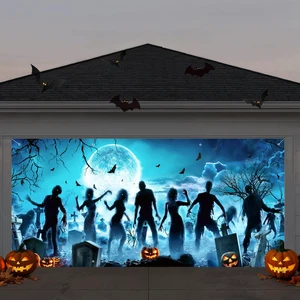 Halloween Garage Door Cover Decorations, Scary Halloween Holiday Pumpkin Banner, Indoor Outdoor Garage Door Murals Buddy Decoration Backdrops Party Phoyography Decor 16X7FT Halloween Garage Door Cover Decorations, Scary Halloween Holiday Pumpkin Banner, Indoor Outdoor Garage Door Murals Buddy Decoration Backdrops Party Phoyography Decor 16X7FT