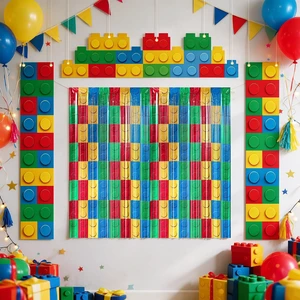 Building Block Door Decorations, Building Block Party Decorations Building Door Banner Hanging Banner Blocks Foil Fringe Curtains for Back to Home Birthday Party Decorations Photo Booth Props Building Block Door Decorations, Building Block Party Decorations Building Door Banner Hanging Banner Blocks Foil Fringe Curtains for Back to Home Birthday Party Decorations Photo Booth Props