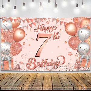Happy 7th Birthday Banner 72x44 Inch Birthday Decorations for Boys and Girls, Hbd Banner Backdrop for Rose Gold Party Decorations, Ocean Themed Party Decorations Happy 7th Birthday Banner 72x44 Inch Birthday Decorations for Boys and Girls, Hbd Banner Backdrop for Rose Gold Party Decorations, Ocean Themed Party Decorations