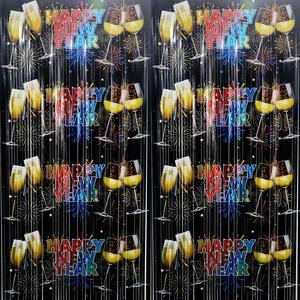 Foil Curtain Backdrop for New Year Eve Party Decorations Metallic Tinsel New Year Theme Photo Booth Props (5 Pcs) Foil Curtain Backdrop for New Year Eve Party Decorations Metallic Tinsel New Year Theme Photo Booth Props (5 Pcs)