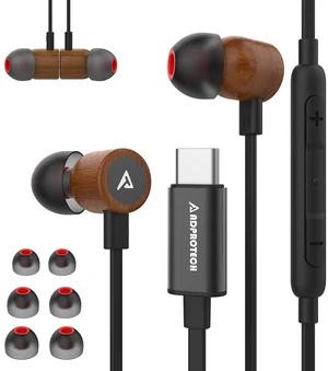 USB C Headphones for iPhone 16, Type C Earbuds Red Pear Wood Wired HiFi Stereo with Remote & Mic, USB C Earphones Compatible with iPhone 16/15 Pro Max, Galaxy S23, iPad Device with Type C, Black USB C Headphones for iPhone 16, Type C Earbuds Red Pear Wood Wired HiFi Stereo with Remote & Mic, USB C Earphones Compatible with iPhone 16/15 Pro Max, Galaxy S23, iPad Device with Type C, Black