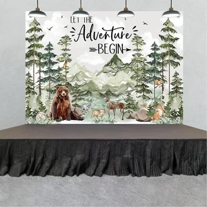 Woodland Baby Shower Backdrop Banner Forest Animal and Wilderness Theme Party Photography Photo Booth Background Decoration (Soft Sage Mountain Adventure) Woodland Baby Shower Backdrop Banner Forest Animal and Wilderness Theme Party Photography Photo Booth Background Decoration (Soft Sage Mountain Adventure)