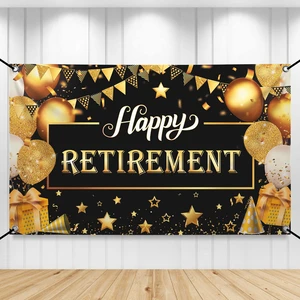 Retirement Party Decorations Banner 72x44 Inch Black Gold Fabric Happy Retirement Wall Banner for Backdrop Background, Retirement Decorations for Men and Women for Retirement Banner Retirement Party Decorations Banner 72x44 Inch Black Gold Fabric Happy Retirement Wall Banner for Backdrop Background, Retirement Decorations for Men and Women for Retirement Banner