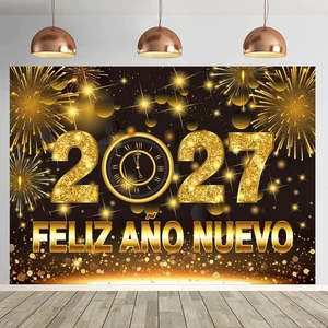 2027 Feliz Año Nuevo Backdrop 10x8FT Spanish Happy New Year Banner Background Black Gold New Years Decorations Supplies Photo Props 2027 Feliz Año Nuevo Backdrop 10x8FT Spanish Happy New Year Banner Background Black Gold New Years Decorations Supplies Photo Props