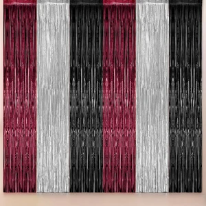 Burgundy Black & Silver Foil Fringe Curtains, Pack of 6 Tinsel Streamer Backdrop for Bridal Shower, Bachelorette, Christmas & Halloween Decorations Burgundy Black & Silver Foil Fringe Curtains, Pack of 6 Tinsel Streamer Backdrop for Bridal Shower, Bachelorette, Christmas & Halloween Decorations