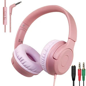 Kids Wired Headphones with Microphone, 85/94dB Safe Volume Limiter,Foldable,3.5mm Jack Over-Ear Cord Headset for Online Study/Travel, Compatible with Tablet,iPad,PC&More,Pink Kids Wired Headphones with Microphone, 85/94dB Safe Volume Limiter,Foldable,3.5mm Jack Over-Ear Cord Headset for Online Study/Travel, Compatible with Tablet,iPad,PC&More,Pink