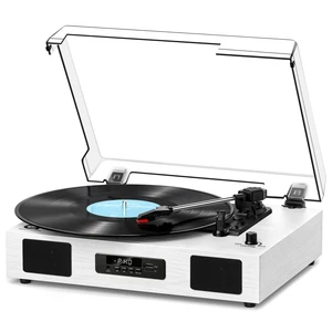 Vinyl Record Player with USB Recording, Speakers and Bluetooth, White Wood TF Card & Digital Display, 3-Speed Belt-Drive Turntable,RCA Output,Built-in Stereo Speakers, Auto Stop for 7/10/12 Vinyl Vinyl Record Player with USB Recording, Speakers and Bluetooth, White Wood TF Card & Digital Display, 3-Speed Belt-Drive Turntable,RCA Output,Built-in Stereo Speakers, Auto Stop for 7/10/12 Vinyl