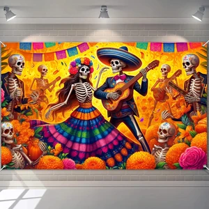 Dia de Los Muertos Backdrop 71x43 in Sugar Skull Decor Day of the Dead Background and Sugar Skull Fiesta Banner for Fiesta, Photo Booth and Wall, Sugar Skull Design Dia de Los Muertos Backdrop 71x43 in Sugar Skull Decor Day of the Dead Background and Sugar Skull Fiesta Banner for Fiesta, Photo Booth and Wall, Sugar Skull Design
