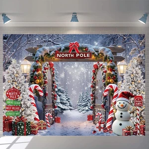 North Pole Christmas Backdrop Winter Snowy Night Forest Landscape Backdrop 10x8ft Christmas Cane Candy Photography Background, Xmas New Year Eve Party Decoration Banner, Photos Props North Pole Christmas Backdrop Winter Snowy Night Forest Landscape Backdrop 10x8ft Christmas Cane Candy Photography Background, Xmas New Year Eve Party Decoration Banner, Photos Props