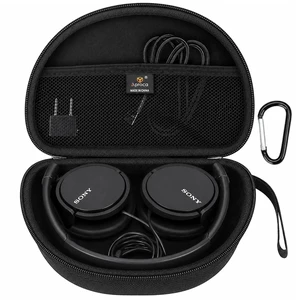 Case for Sony MDR-ZX110 / MDR-ZX110AP / MDR-ZX310AP ZX Series Headphones Black Carrying Case, Comes with D-ring, Mesh Pocket Stores Charging Cable Case for Sony MDR-ZX110 / MDR-ZX110AP / MDR-ZX310AP ZX Series Headphones Black Carrying Case, Comes with D-ring, Mesh Pocket Stores Charging Cable
