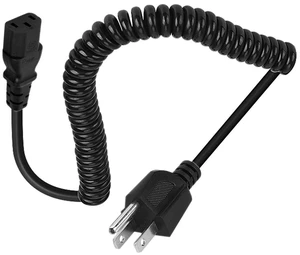 3 Prong Female Coiled Spiral Power Cable,3 Prong AC Power Cord Cable 2.5m/8FT 18AWG Connector Plug Wire,Suitable for TV, computer, printer, radio, monitor laptop, etc (Black Straight) 3 Prong Female Coiled Spiral Power Cable,3 Prong AC Power Cord Cable 2.5m/8FT 18AWG Connector Plug Wire,Suitable for TV, computer, printer, radio, monitor laptop, etc (Black Straight)