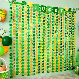 2-Pack St. Patrick's Day Tinsel Curtains, Green and Gold Shamrock, 3.3 x 6.6 ft, Photo Booth Props Backdrop, Stage Decorations, Irish Party Decorations 2-Pack St. Patrick's Day Tinsel Curtains, Green and Gold Shamrock, 3.3 x 6.6 ft, Photo Booth Props Backdrop, Stage Decorations, Irish Party Decorations