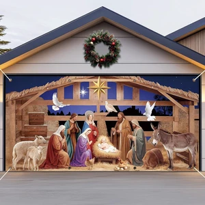 16x7ft Christmas Garage Door Banner Nativity Garage Door Covers Large Holy Nativity Stable Scene Christmas Backdrop Decorations for Winter Church Xmas Eve Holiday Outdoor Wall Decor(Religious) 16x7ft Christmas Garage Door Banner Nativity Garage Door Covers Large Holy Nativity Stable Scene Christmas Backdrop Decorations for Winter Church Xmas Eve Holiday Outdoor Wall Decor(Religious)