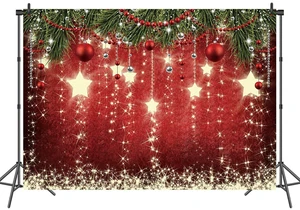 Red Christmas Photography Backdrop 8x6FT Christmas Star Bauble Pine Decor, Xmas/Holiday Gathering/Family Party Backdrop, Lightweight Vinyl, Easy Hang & Wipe Clean Red Christmas Photography Backdrop 8x6FT Christmas Star Bauble Pine Decor, Xmas/Holiday Gathering/Family Party Backdrop, Lightweight Vinyl, Easy Hang & Wipe Clean