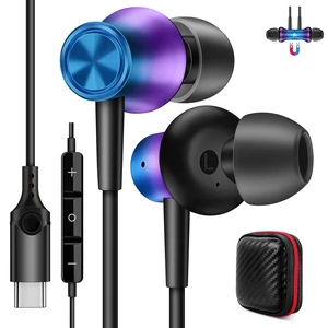 USB C Headphones for iPhone 17 18 Pro Max/iPad Wired Earbuds Purple Magnetic HiFi Stereo Type-C in-Ear Earphone Remote & Mic for Samsung S26 Ultra S25 S24 Pixel 10 School for Chromebook Laptop USB C Headphones for iPhone 17 18 Pro Max/iPad Wired Earbuds Purple Magnetic HiFi Stereo Type-C in-Ear Earphone Remote & Mic for Samsung S26 Ultra S25 S24 Pixel 10 School for Chromebook Laptop