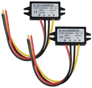 DC-DC Converter 12V/24V to 5V 3A 15W Buck Step Down Voltage Regulator Module 2-Pack Power Supply Adapter for Car Truck Motorcycle GPS LED DC-DC Converter 12V/24V to 5V 3A 15W Buck Step Down Voltage Regulator Module 2-Pack Power Supply Adapter for Car Truck Motorcycle GPS LED