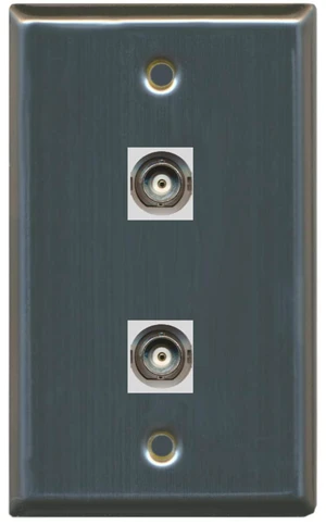 2 Port BNC Wall Plate - Stainless Steel/Gray - Bracket Included 2 Port BNC Wall Plate - Stainless Steel/Gray - Bracket Included