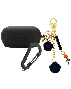Case for Sony WF-C710N Case Cover with Flower Keychain, Cute Soft Silicone Protective Skin Cases for WFC710N Wireless Headphones with Carabiner for Women Girl (Black) Case for Sony WF-C710N Case Cover with Flower Keychain, Cute Soft Silicone Protective Skin Cases for WFC710N Wireless Headphones with Carabiner for Women Girl (Black)