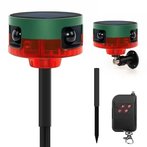 Solar Outdoor Motion Sensor Alarm, 130dB Dog Barking & Gunshot Sound, 13 Sounds, Strobe Light, Support Recording & Volume Control, Keeps Unwanted Animals Away from Yard, Garden, or Farm Solar Outdoor Motion Sensor Alarm, 130dB Dog Barking & Gunshot Sound, 13 Sounds, Strobe Light, Support Recording & Volume Control, Keeps Unwanted Animals Away from Yard, Garden, or Farm