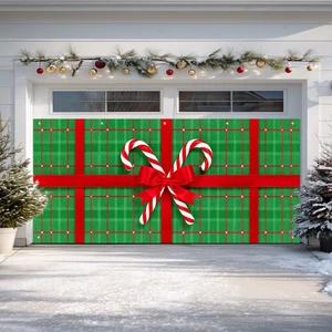 Christmas Garage Door Banner 6x13 ft Green Plaid Gift Wrap with Red Bow and Candy Canes Backdrop Decorative Holiday Christmas Garage Door Cover Mural Winter Scene Photo Backdrop Christmas Garage Door Banner 6x13 ft Green Plaid Gift Wrap with Red Bow and Candy Canes Backdrop Decorative Holiday Christmas Garage Door Cover Mural Winter Scene Photo Backdrop