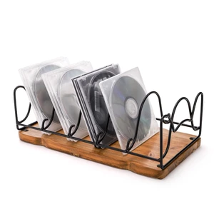 Vintage CD Storage Holder, Metal Wire Wooden Base 5 Slots CD/DVD Storage Rack, Rustic Display Shelf for CDs, DVDs and Video Games, Holds Up to 25 Standard Jewel Cases Vintage CD Storage Holder, Metal Wire Wooden Base 5 Slots CD/DVD Storage Rack, Rustic Display Shelf for CDs, DVDs and Video Games, Holds Up to 25 Standard Jewel Cases