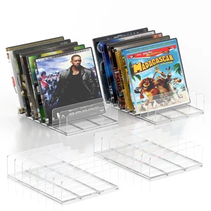 4 Pcs Acrylic CD Display Rack, Clear DVD Holder, Holds up to 56 CD Cases Vinyl Record Display Stand, Storage Organizer 4 Pcs Acrylic CD Display Rack, Clear DVD Holder, Holds up to 56 CD Cases Vinyl Record Display Stand, Storage Organizer