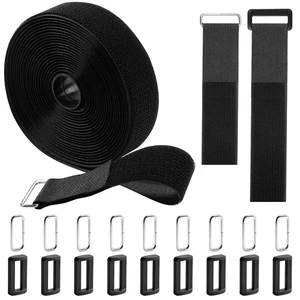 20ft x 1.5 Inch Hook And Loop Straps Black,Adjustable Reusable Fastening Cable Straps With 40 Metal And Plastic Buckles 20ft x 1.5 Inch Hook And Loop Straps Black,Adjustable Reusable Fastening Cable Straps With 40 Metal And Plastic Buckles