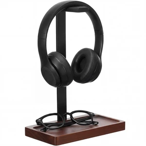 Wood Headphone Stand, Walnut Headset Stand for Desk, Dark Brown Headset Storage for Desk Accessories, Universal Fit for Gaming Music, Stable Metal Hanger, Wooden Organizer for Workspace Wood Headphone Stand, Walnut Headset Stand for Desk, Dark Brown Headset Storage for Desk Accessories, Universal Fit for Gaming Music, Stable Metal Hanger, Wooden Organizer for Workspace