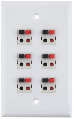 6-Port Speaker Wall Plate - White (6-Port) 6-Port Speaker Wall Plate - White (6-Port)