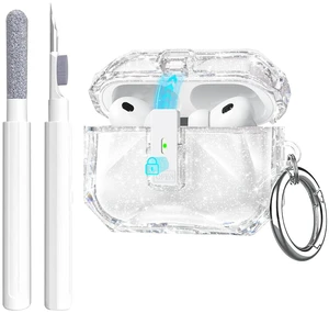 for Airpods Pro 3 Case Clear Glitter,Cute Diamond Shinning Design Shockproof TPU Skin for Airpods pro 3rd Generation Case Cover 2025,Secure Lock&Auto Pop-up, with Carabiner&Cleaning Pen-Clear for Airpods Pro 3 Case Clear Glitter,Cute Diamond Shinning Design Shockproof TPU Skin for Airpods pro 3rd Generation Case Cover 2025,Secure Lock&Auto Pop-up, with Carabiner&Cleaning Pen-Clear