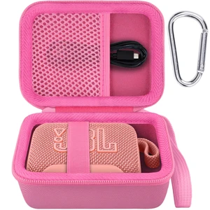 Hard Carrying Case for JBL Go 5 Ultra Portable Speaker, Pink Travel Case with Carabiner & Hand Strap, Shockproof Portable Storage Bag, Hard EVA Shell with Soft Velvet Lining, Case Only Hard Carrying Case for JBL Go 5 Ultra Portable Speaker, Pink Travel Case with Carabiner & Hand Strap, Shockproof Portable Storage Bag, Hard EVA Shell with Soft Velvet Lining, Case Only