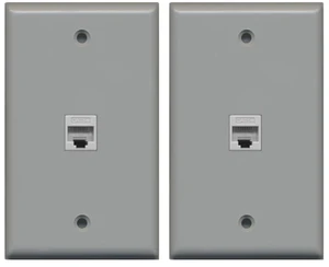 (2 Pack) 1 Port Cat5e Rj45 Ethernet Wall Plate Gray (2 Pack) 1 Port Cat5e Rj45 Ethernet Wall Plate Gray