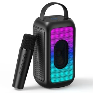 Portable Bluetooth Speaker with Wireless Microphone, Black 16H Playtime Small Karaoke Speakers Singing Machine with Microphone, Magic Sound, Echo, EQ Mode Portable Bluetooth Speaker with Wireless Microphone, Black 16H Playtime Small Karaoke Speakers Singing Machine with Microphone, Magic Sound, Echo, EQ Mode