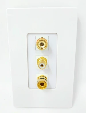 1 Port RCA White 2 Port Banana Speaker Screwless Decorative Wall Plate 1 Port RCA White 2 Port Banana Speaker Screwless Decorative Wall Plate