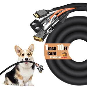 Cord Protectors from Pets no Chew, 10ft Cord Covers for Pets, 1Inch Wire Covers for Cords, Cable Management for USB, Power, Audio and Video Cords Cord Protectors from Pets no Chew, 10ft Cord Covers for Pets, 1Inch Wire Covers for Cords, Cable Management for USB, Power, Audio and Video Cords