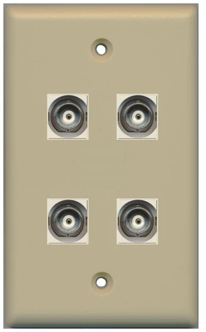4 Port BNC Female/Female HD-SDI Jack Wall Plate - Ivory 4 Port BNC Female/Female HD-SDI Jack Wall Plate - Ivory