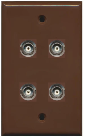 4 Port BNC Female/Female HD-SDI Jack Wall Plate - Brown 4 Port BNC Female/Female HD-SDI Jack Wall Plate - Brown
