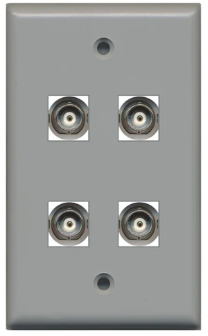 4 Port BNC Female/Female HD-SDI Jack Wall Plate - Gray 4 Port BNC Female/Female HD-SDI Jack Wall Plate - Gray